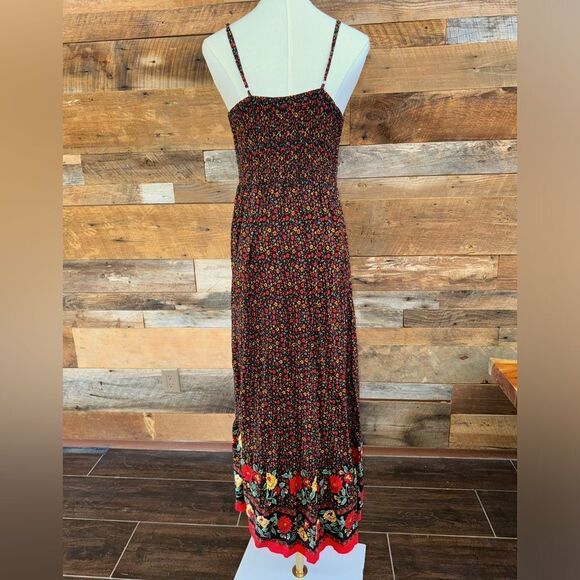 Angashion Floral Adjustable Spaghetti Strap smocked  V Neck Boho Maxi Dress  M - Picture 8 of 16